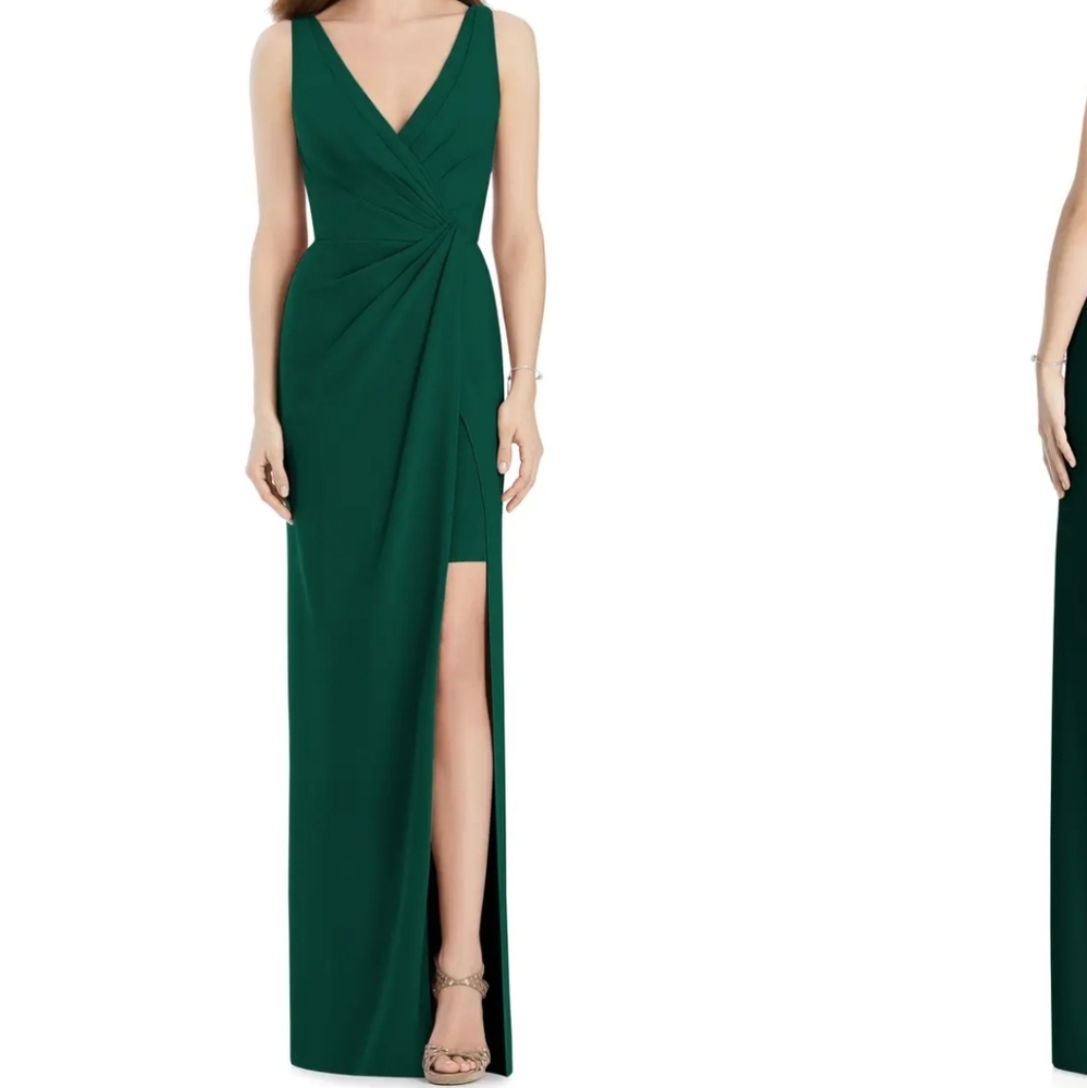 Jenny Packham V-Neck Crepe Column Gown